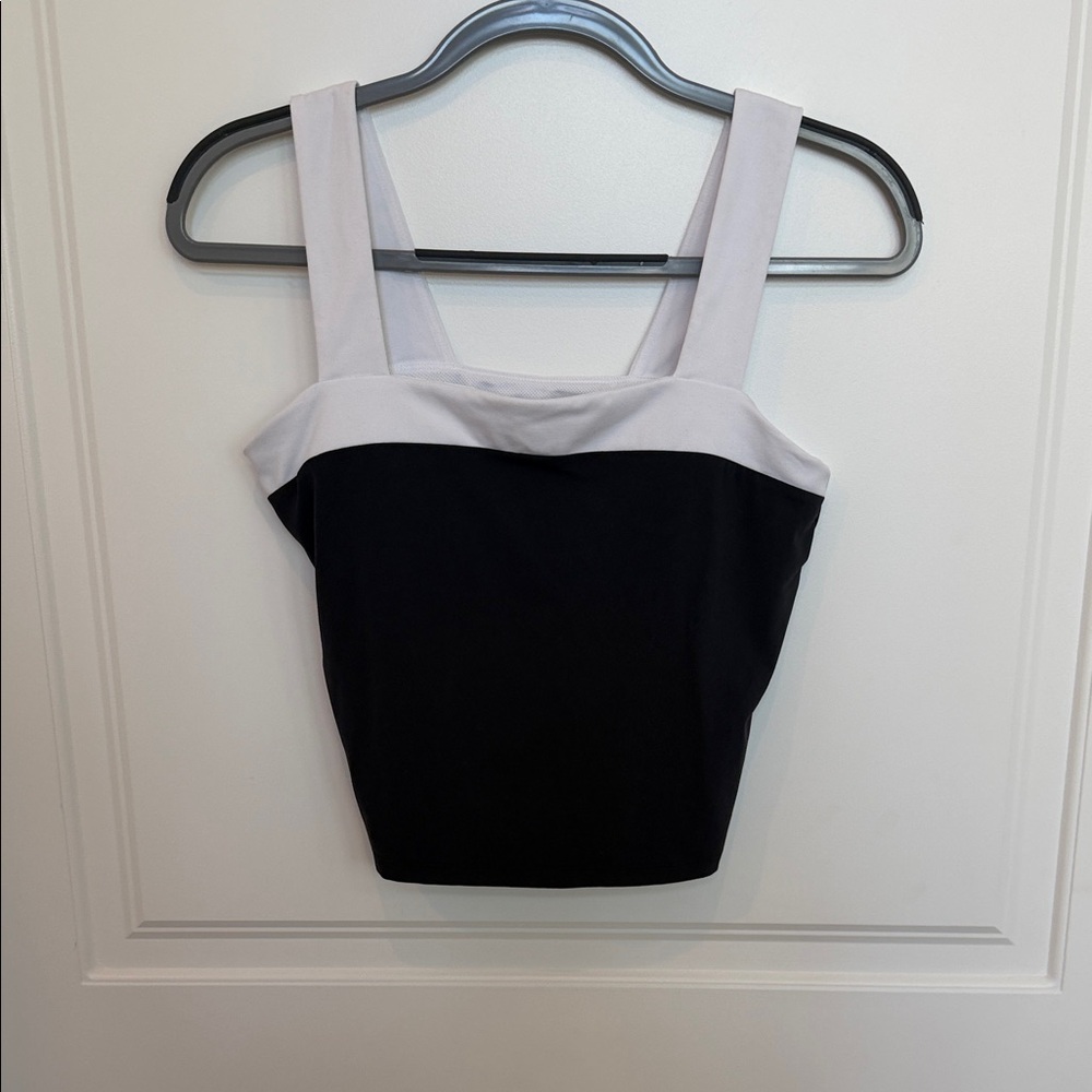 Target Black and White Cropped Square-Neck Tank